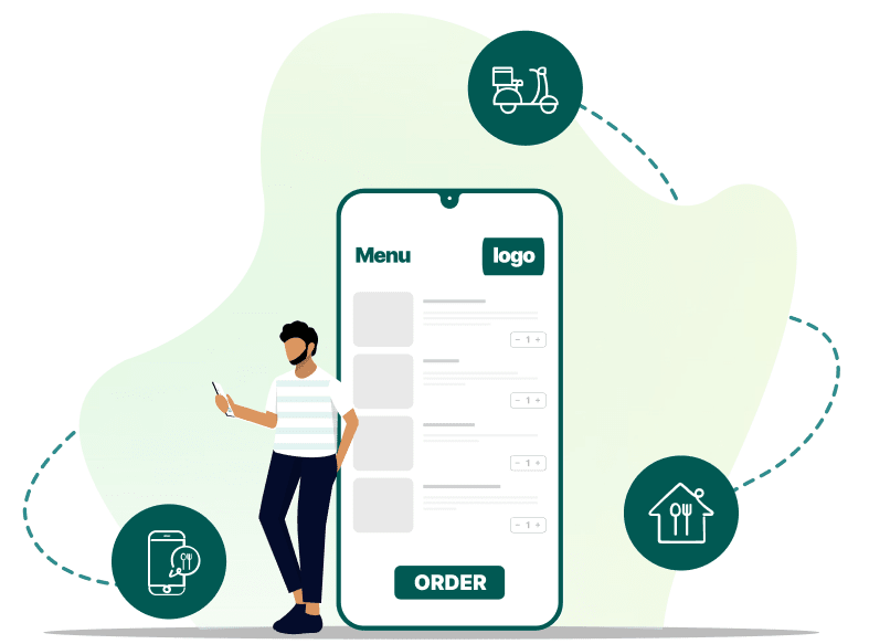Takeaway menu shown on a mobile phone.